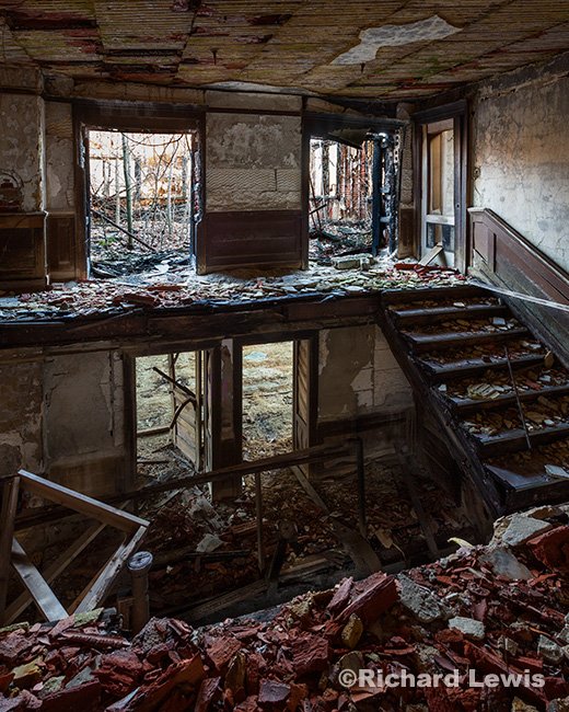 Fire damage on the 3rd floor of McNeal Mansion — photo by Richard Lewis Photography